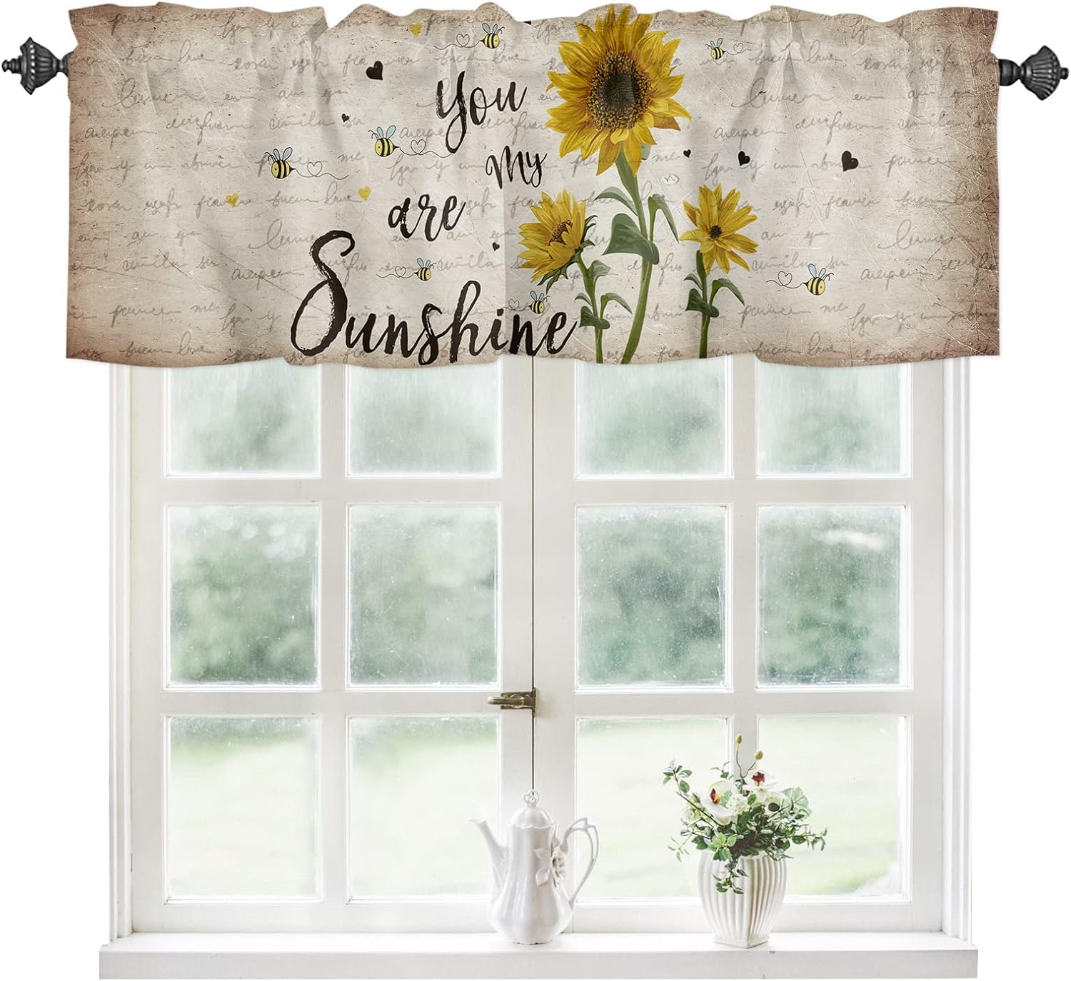 Sunflower Curtains Kitchen Valance 54x18 Rod Pocket