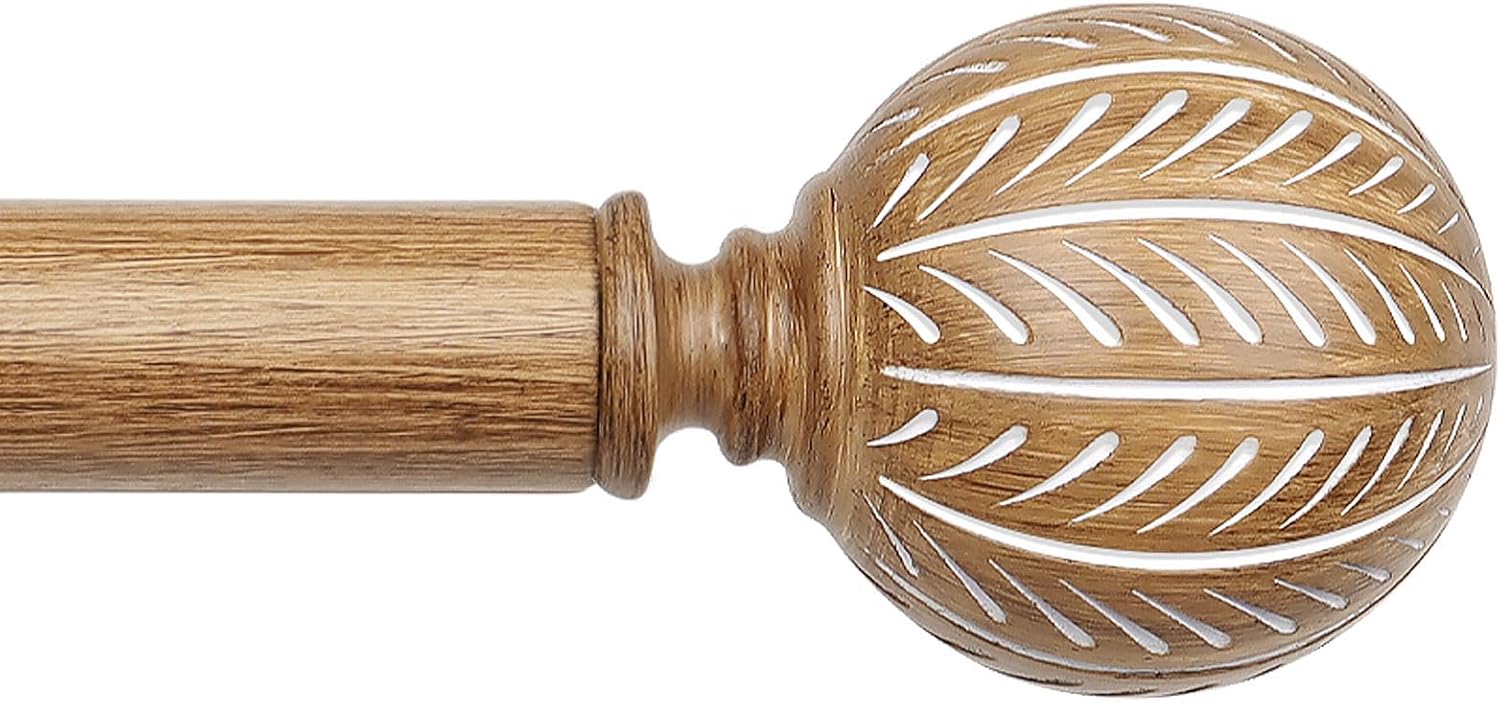 KAMANINA 1 Inch Adjustable Wooden Curtain Rods 48-84 Inch