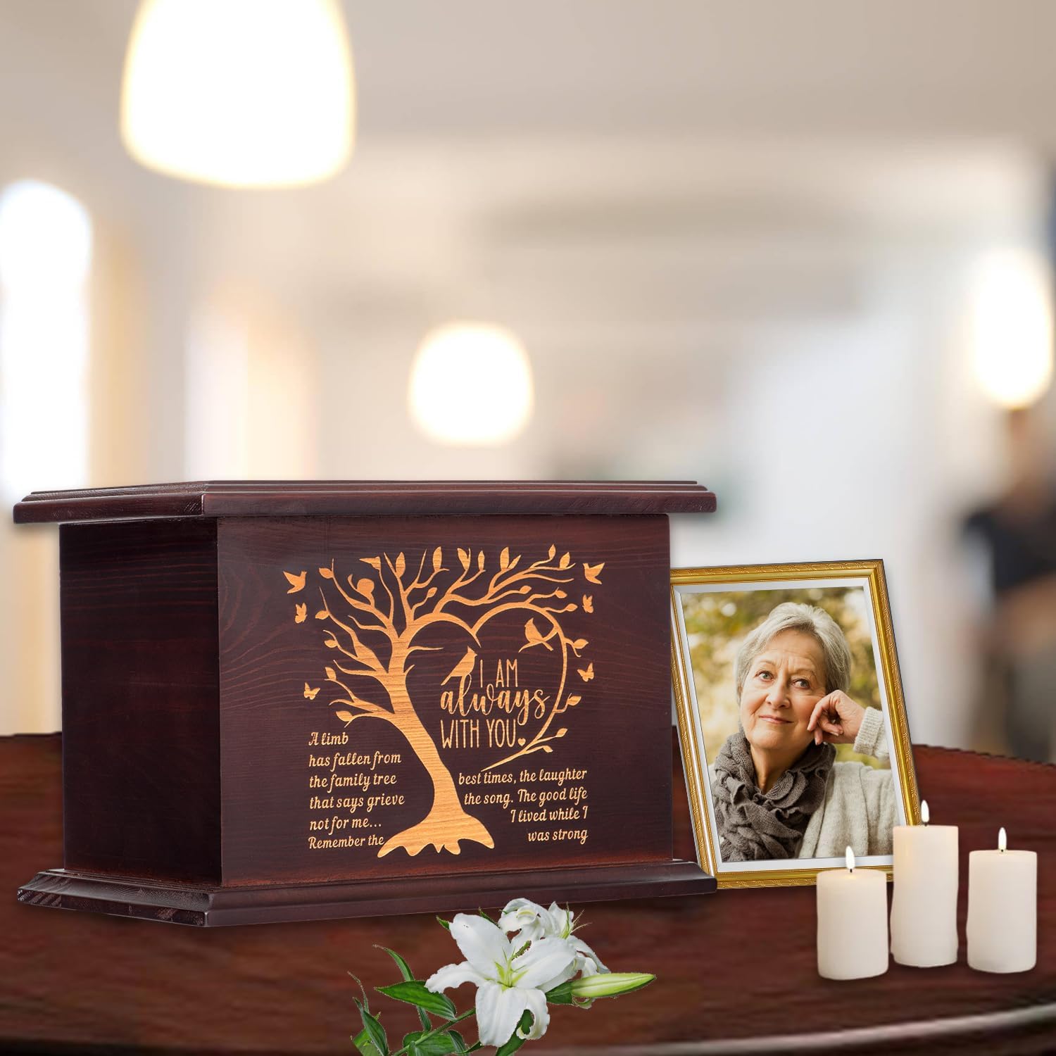 Cremation Urns For Human Ashes - Wooden Urns L-Tree Style