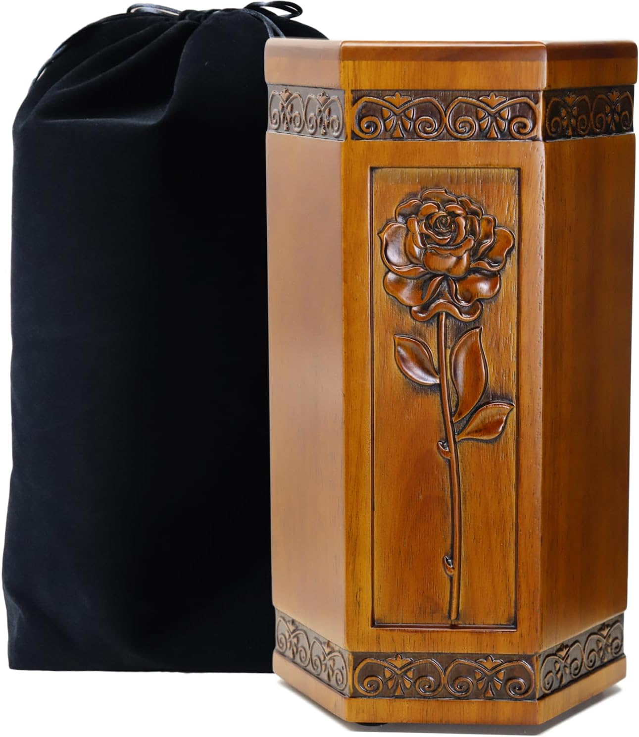 Cremation Urn for Human Ashes - Hand Engraved Rose Design