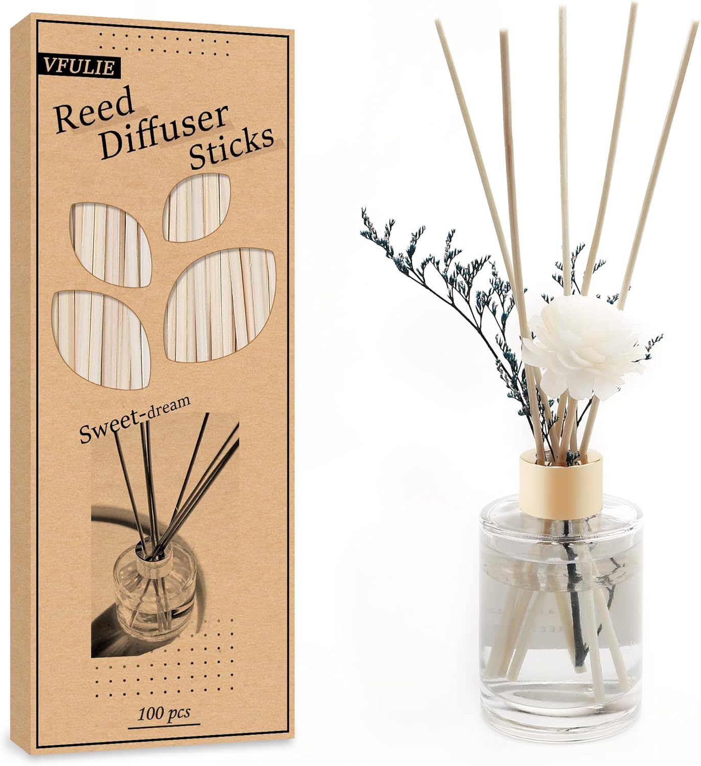 VFULIE 100PCS Reed Diffuser Sticks Natural Rattan