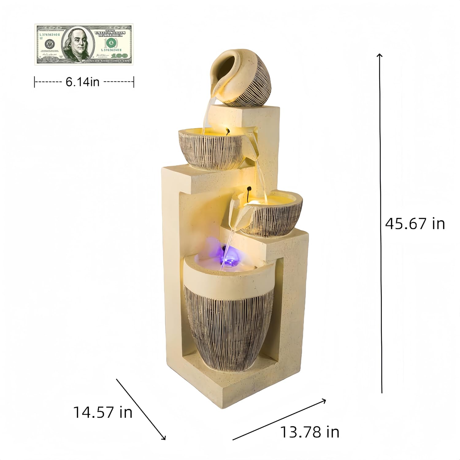 Fengshui Caishen Indoor Water Fountain Yellow