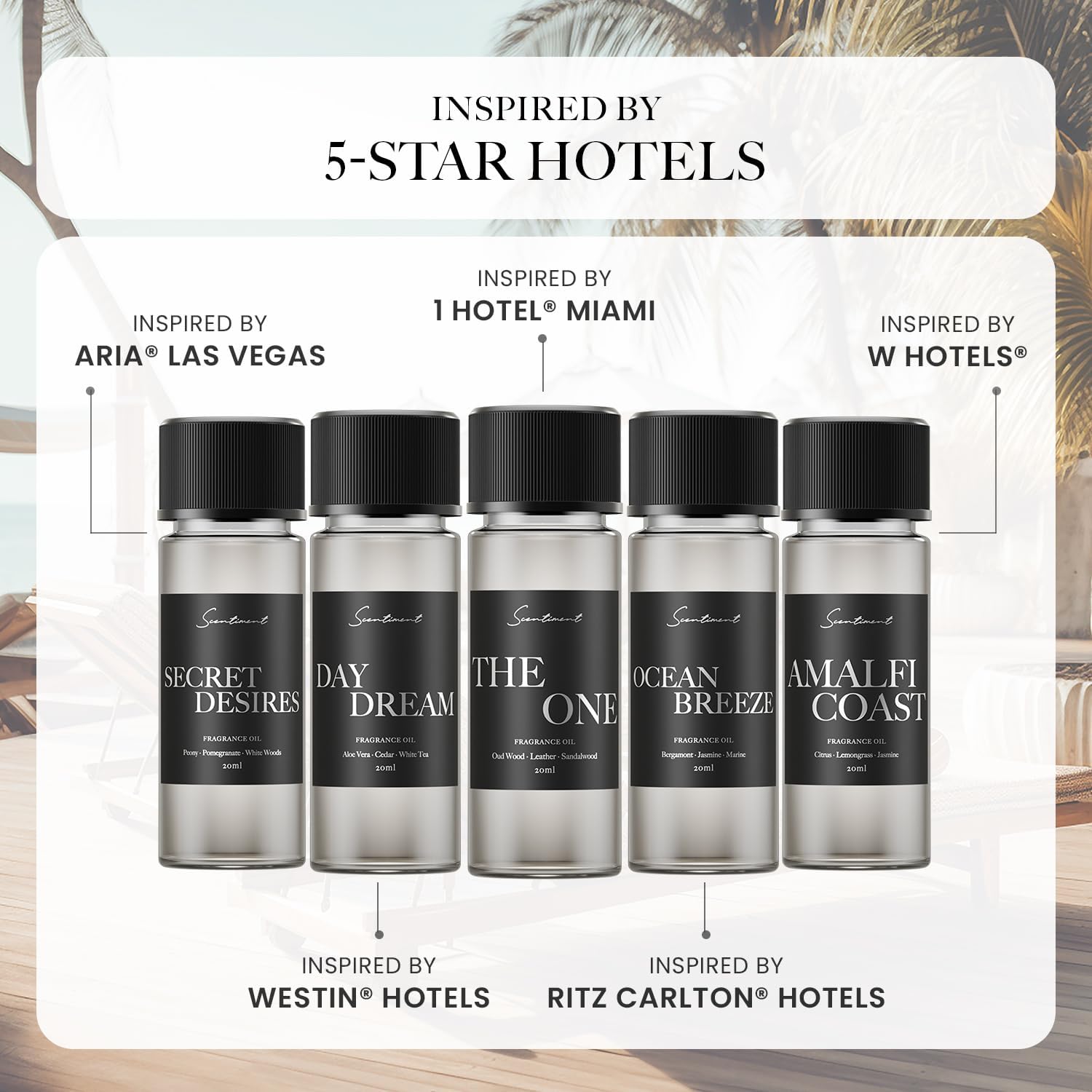 Scentiment Hotel Diffuser Oil Discovery Kit 5 Scents 20ml