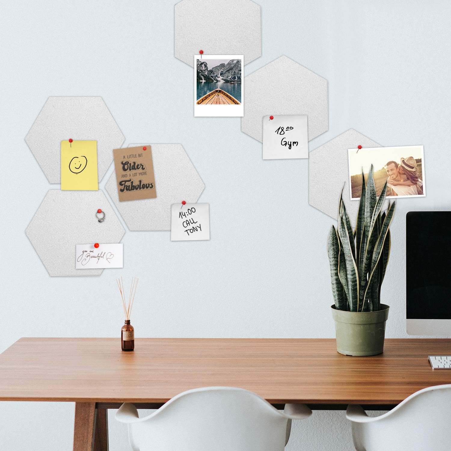 Navaris Hex Felt Bulletin Board Set of 6