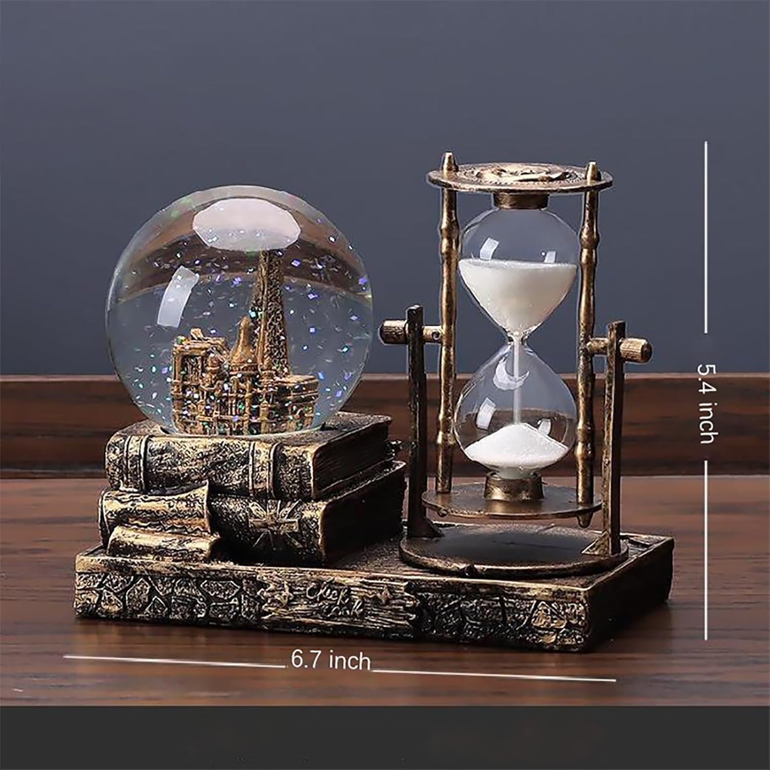 LED Music Snow Globe with Eiffel Tower and Hourglass