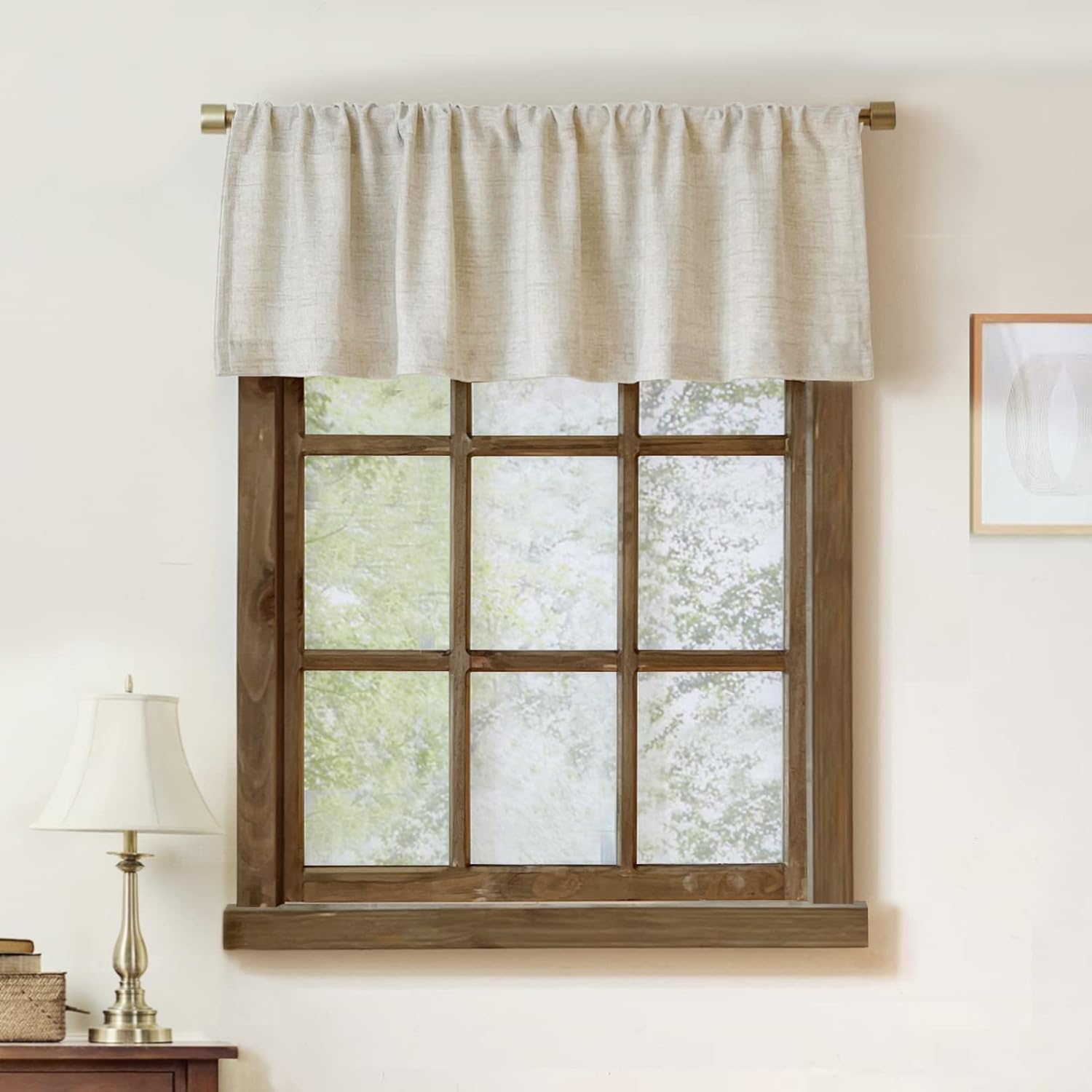 Oindec Faux Linen Valance 54x15 Inch Natural