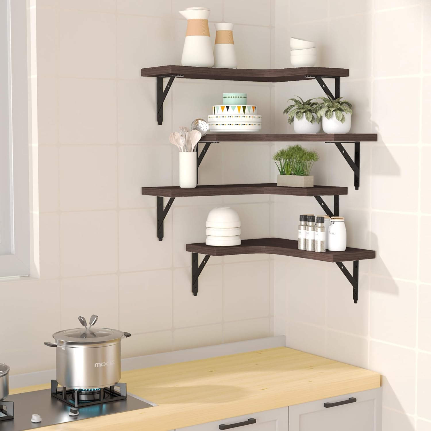 ROMGUAR CRAFT Corner Floating Shelves Set of 4