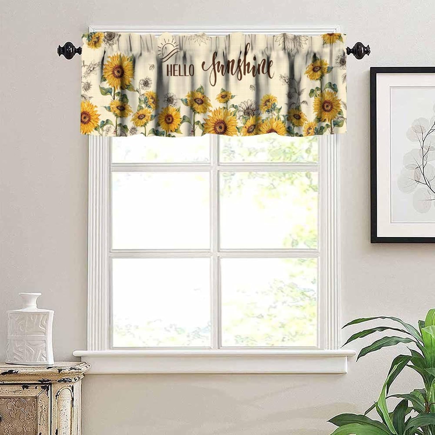 Sunflower Summer Valance Curtain for Home Kitchen Bedroom