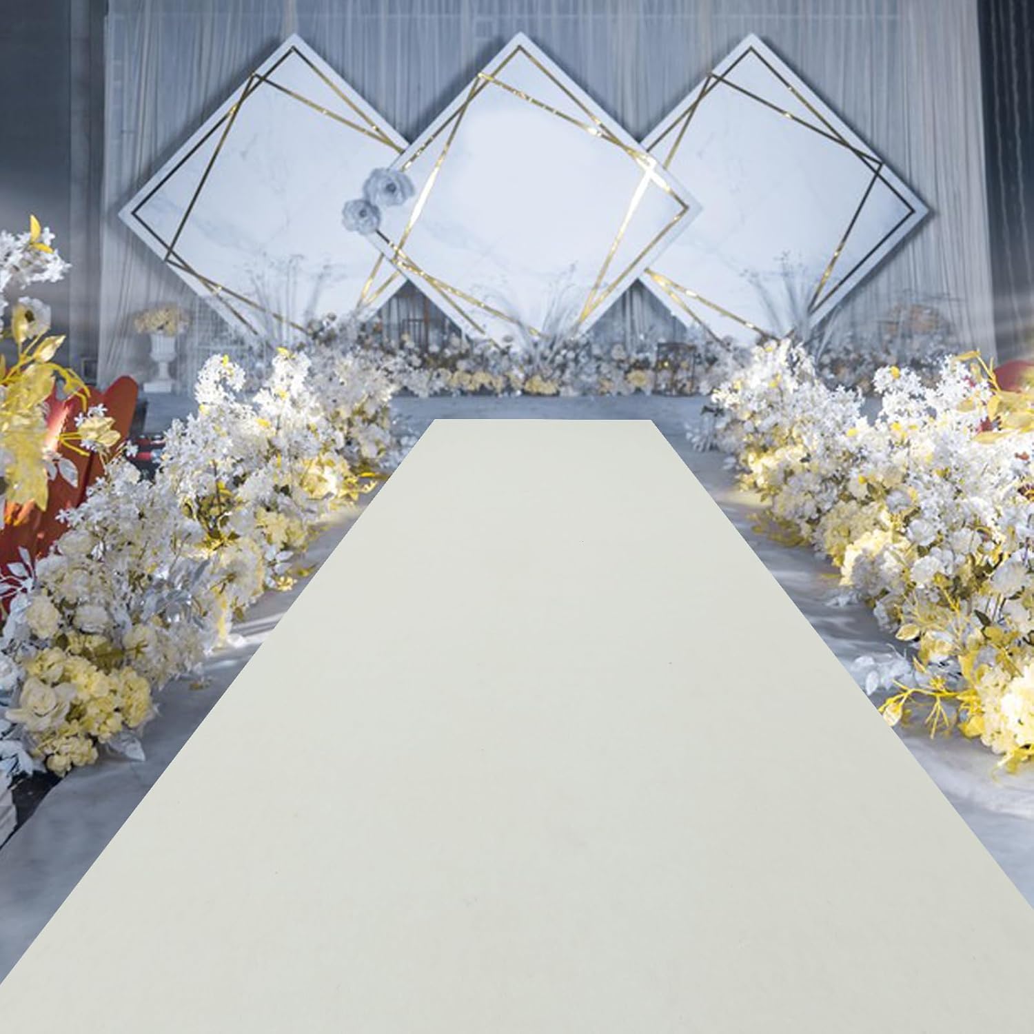 DYNAMI White Thick Carpet Runner 3x33ft 360 GSM Runway Rug