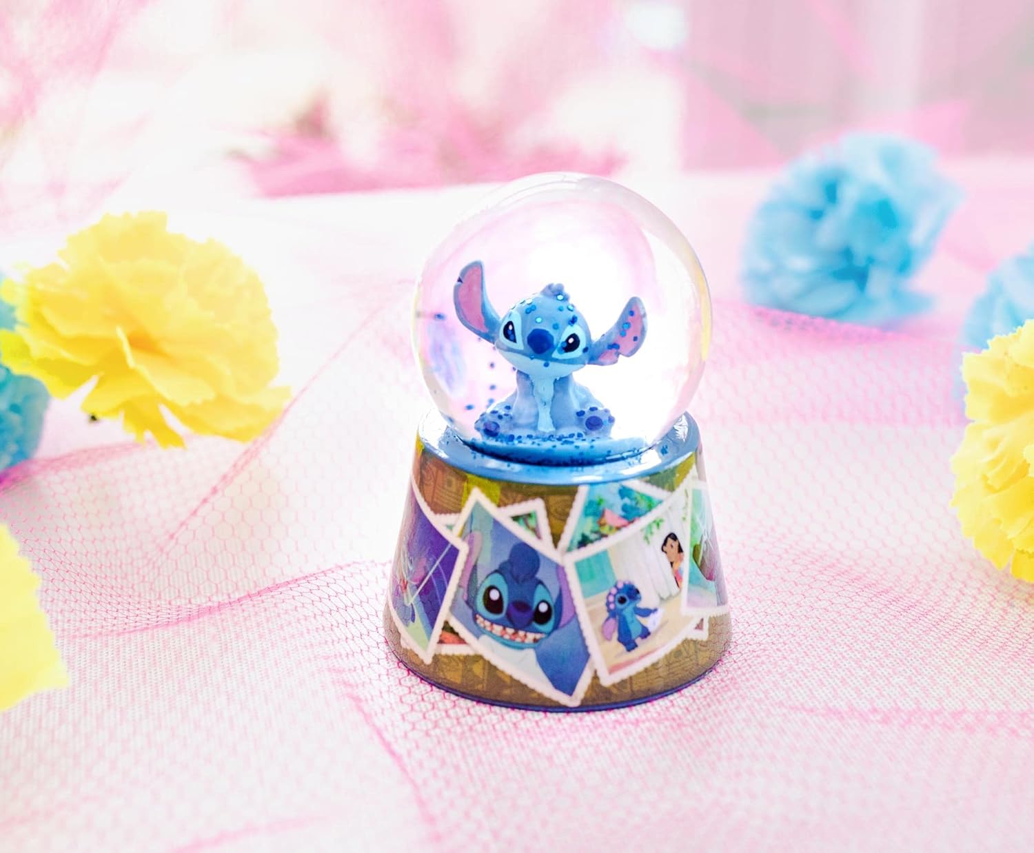 Disney Lilo Stitch Light-Up Snow Globe with Glitter 3 Inches