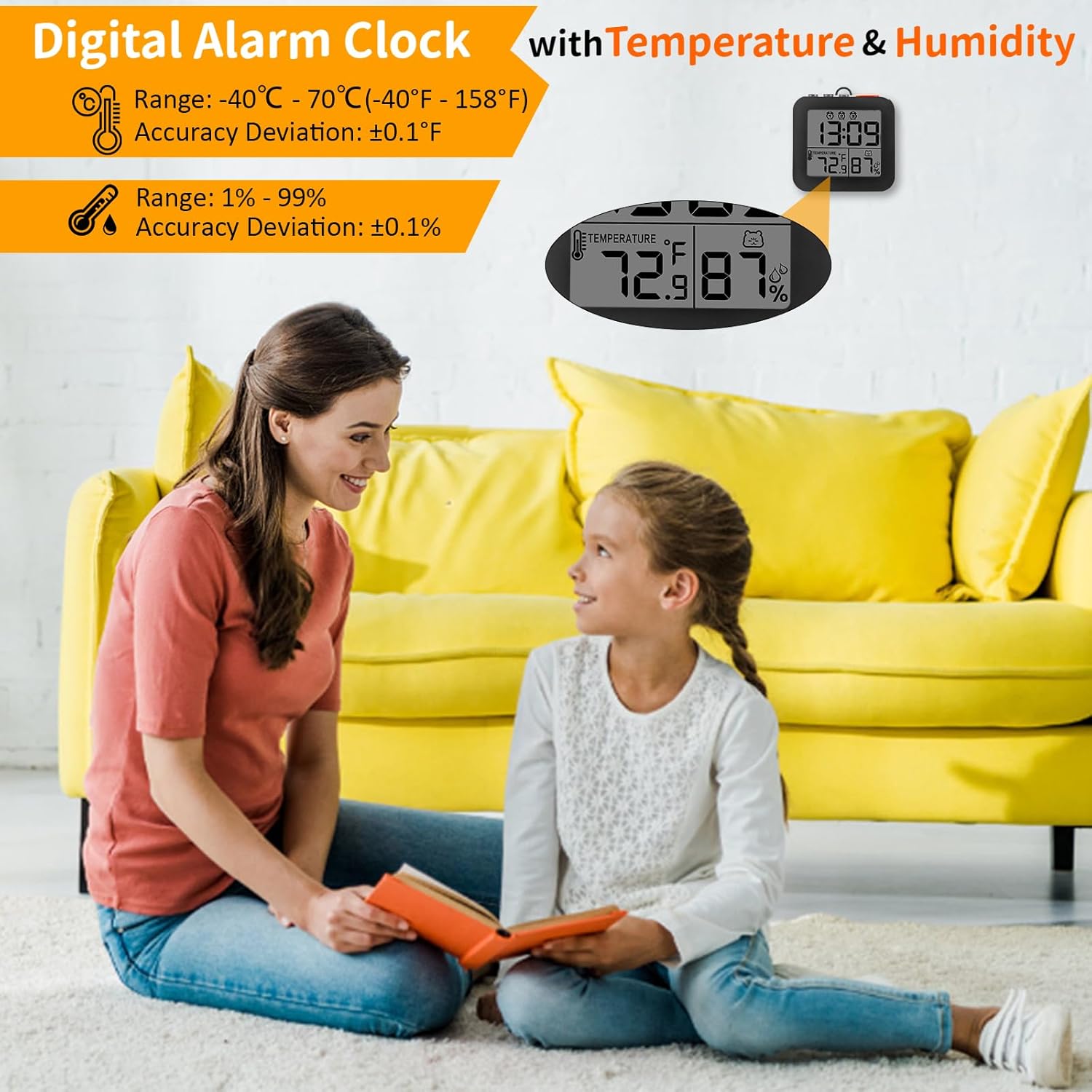 Digital Alarm Clock with 3 Bells and Temperature Display