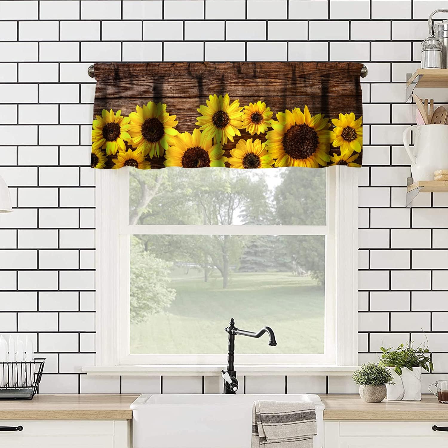 Sunflower Valance Curtains for Kitchen Living Room 54x18 Inch