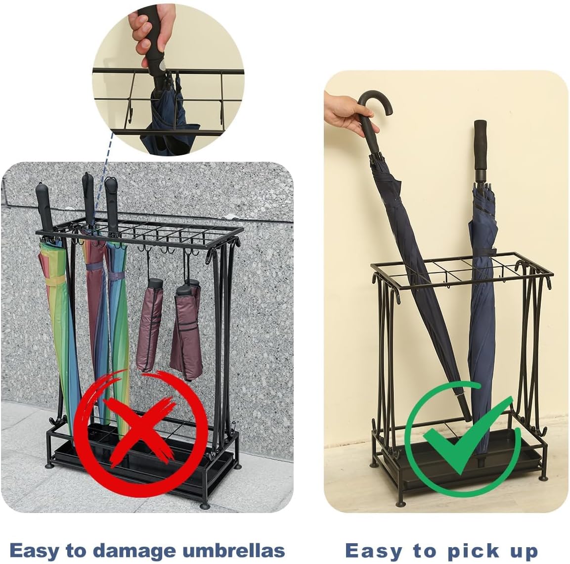 Black Metal Umbrella Stand Indoor Entryway