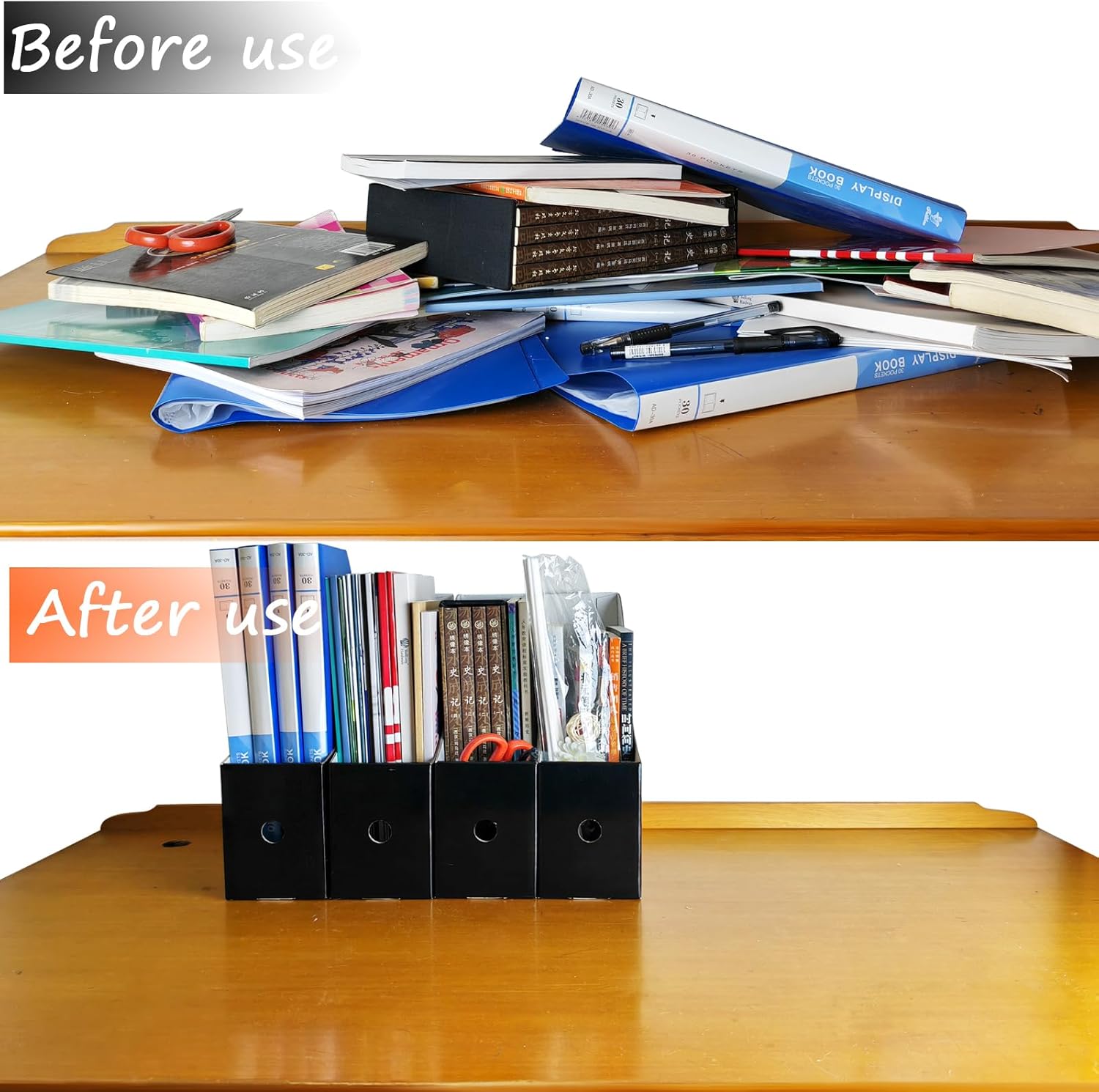24 Pack Black Cardboard Magazine Holder Sturdy Book Bins for Classroom Library