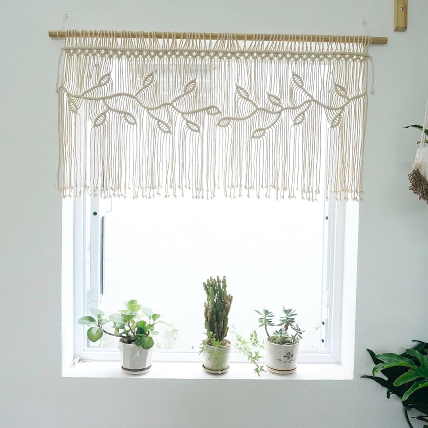 Macrame Valance Curtain for Kitchen 3543x2362 Inch Boho Decor