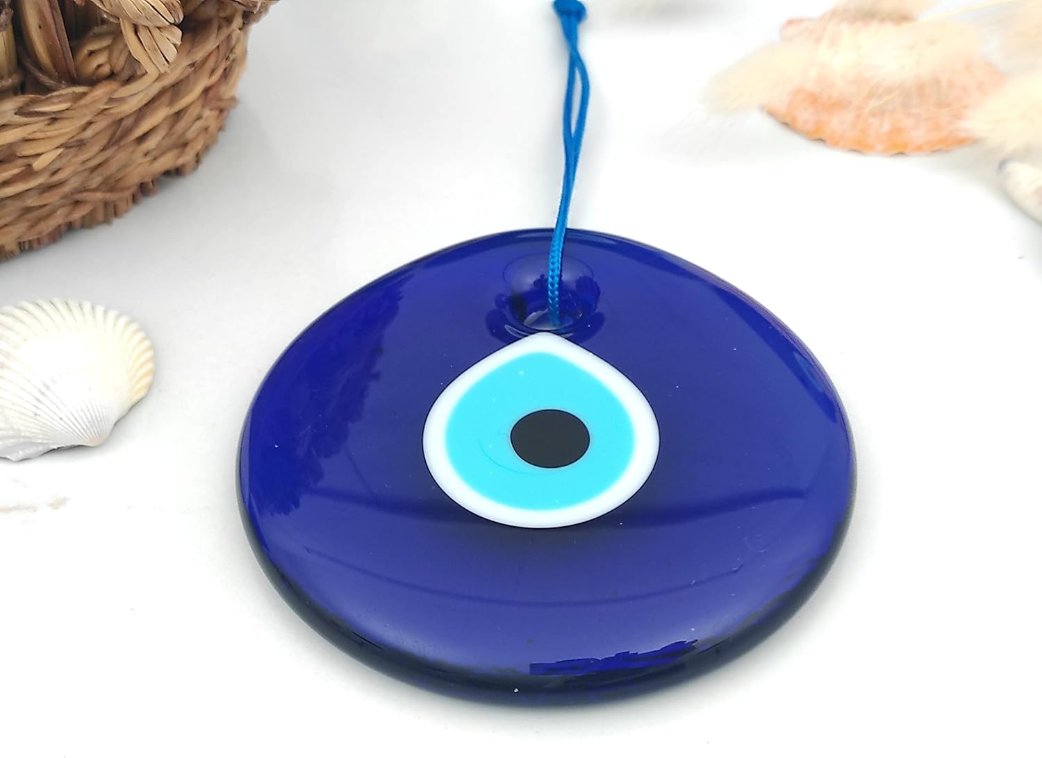 35 Inch Blue Glass Evil Eye Wall Decor