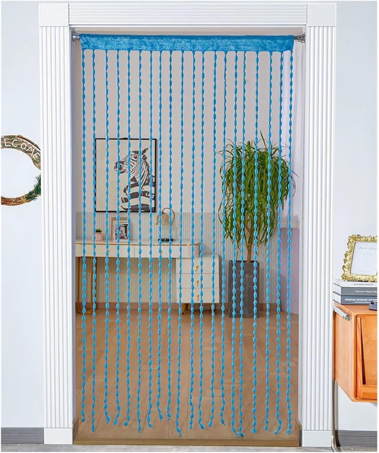 Doorway Curtain Bead Curtain 1x2M Blue Sheer