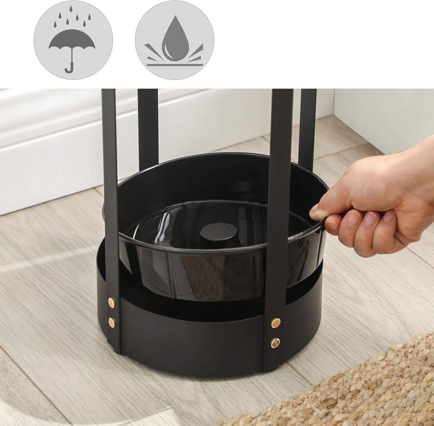 SONGMICS Steel Round Umbrella Stand with Drip Tray