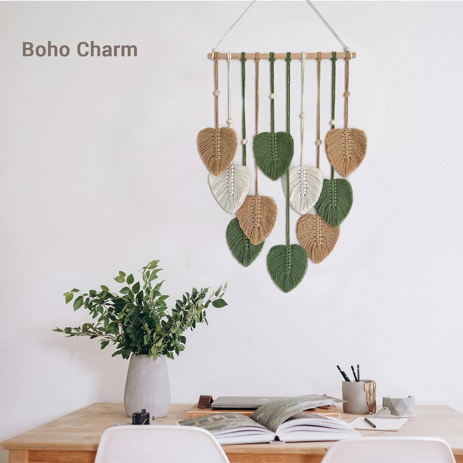 TUDRUKU Macrame Leaf Wall Hanging Tapestry