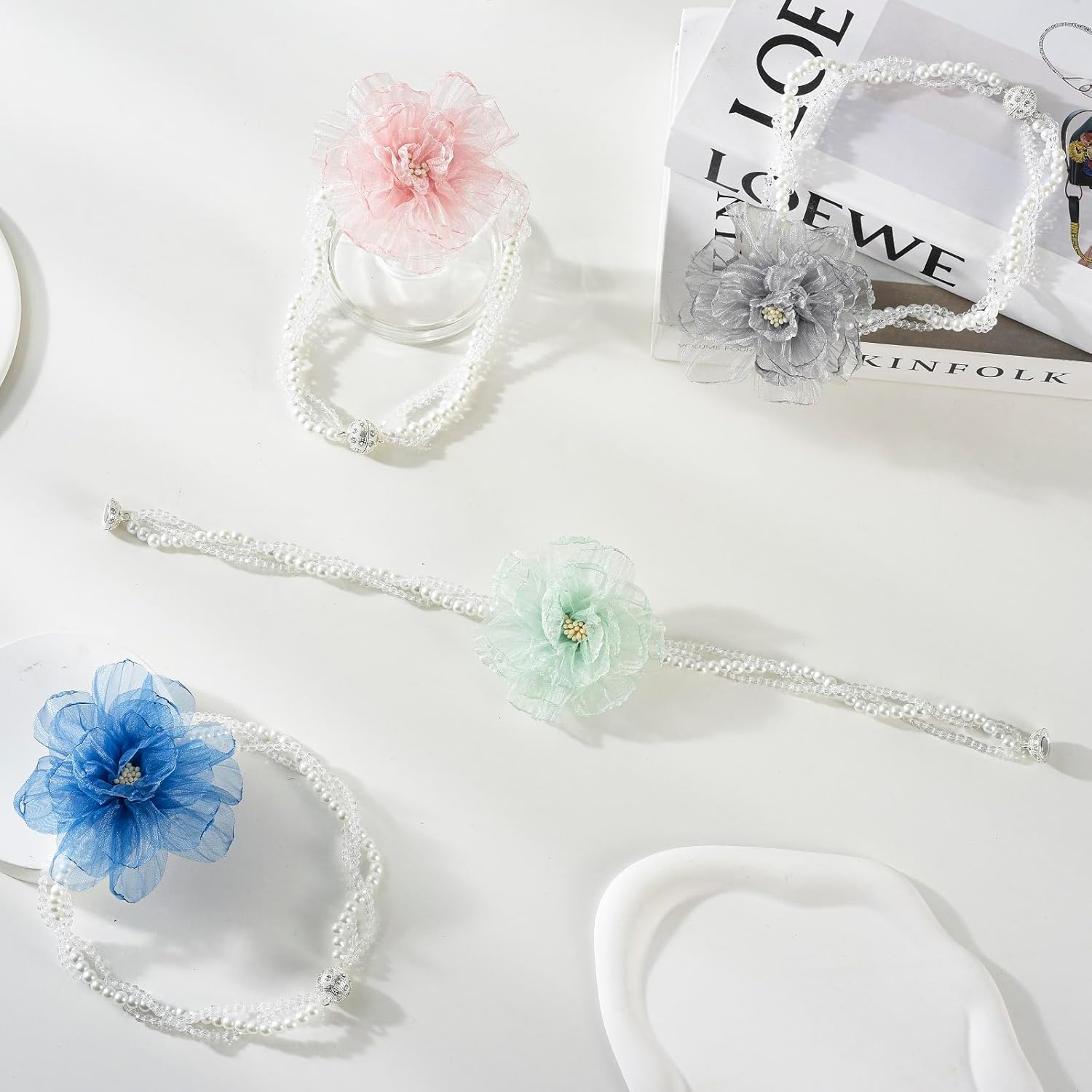 SUQ I OME Pearl Beaded Magnetic Curtain Tiebacks 1 Pair
