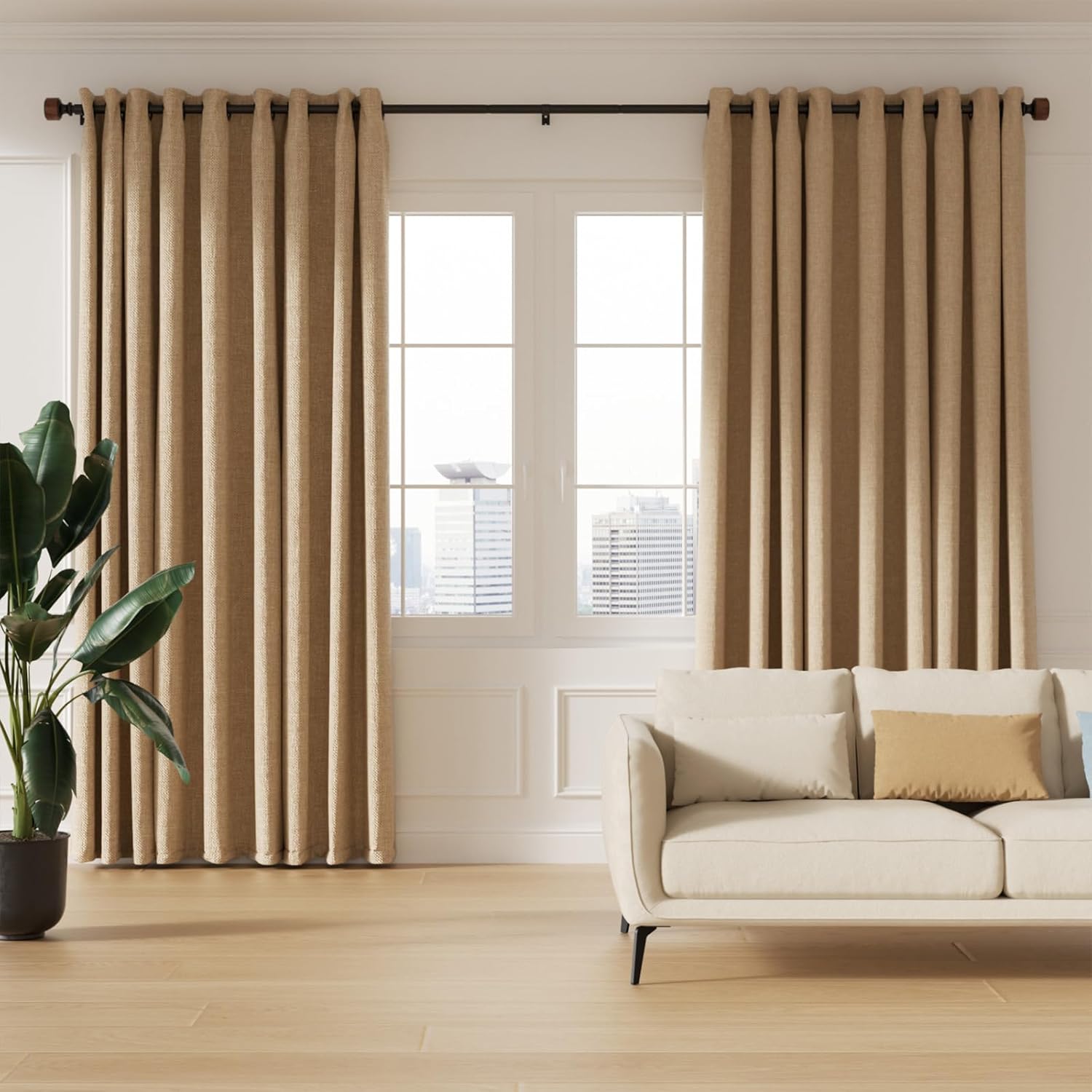 MARHSIPE Wood Curtain Rods 30-88 Inch 1 Diameter Heavy Duty Rod Set