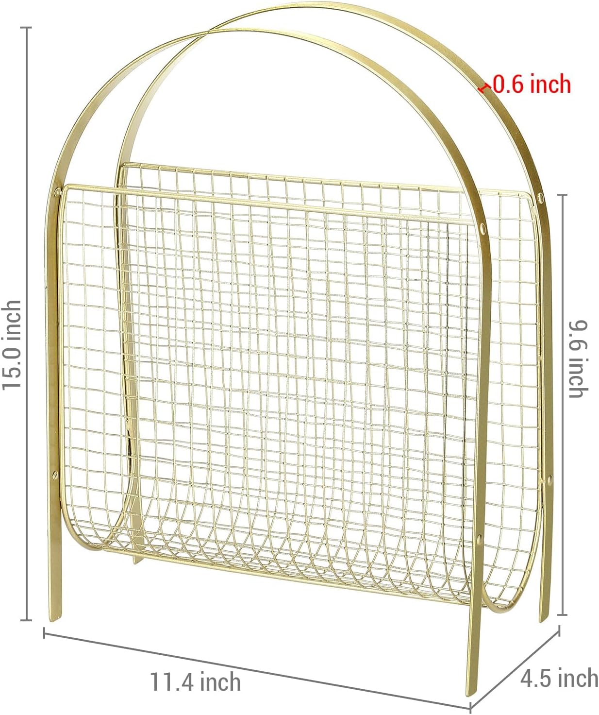 MyGift Mid Century Magazine Rack with Brass Mesh Finish