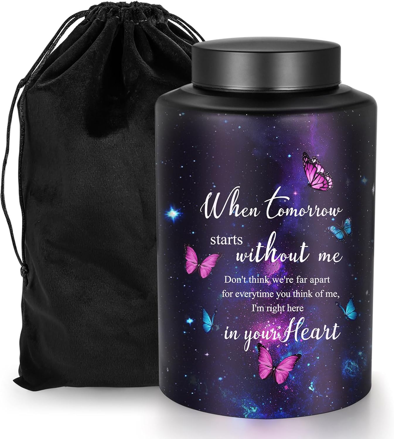 Abooxiu 10 Inches Purple Butterfly Cremation Urn for Human Ashes