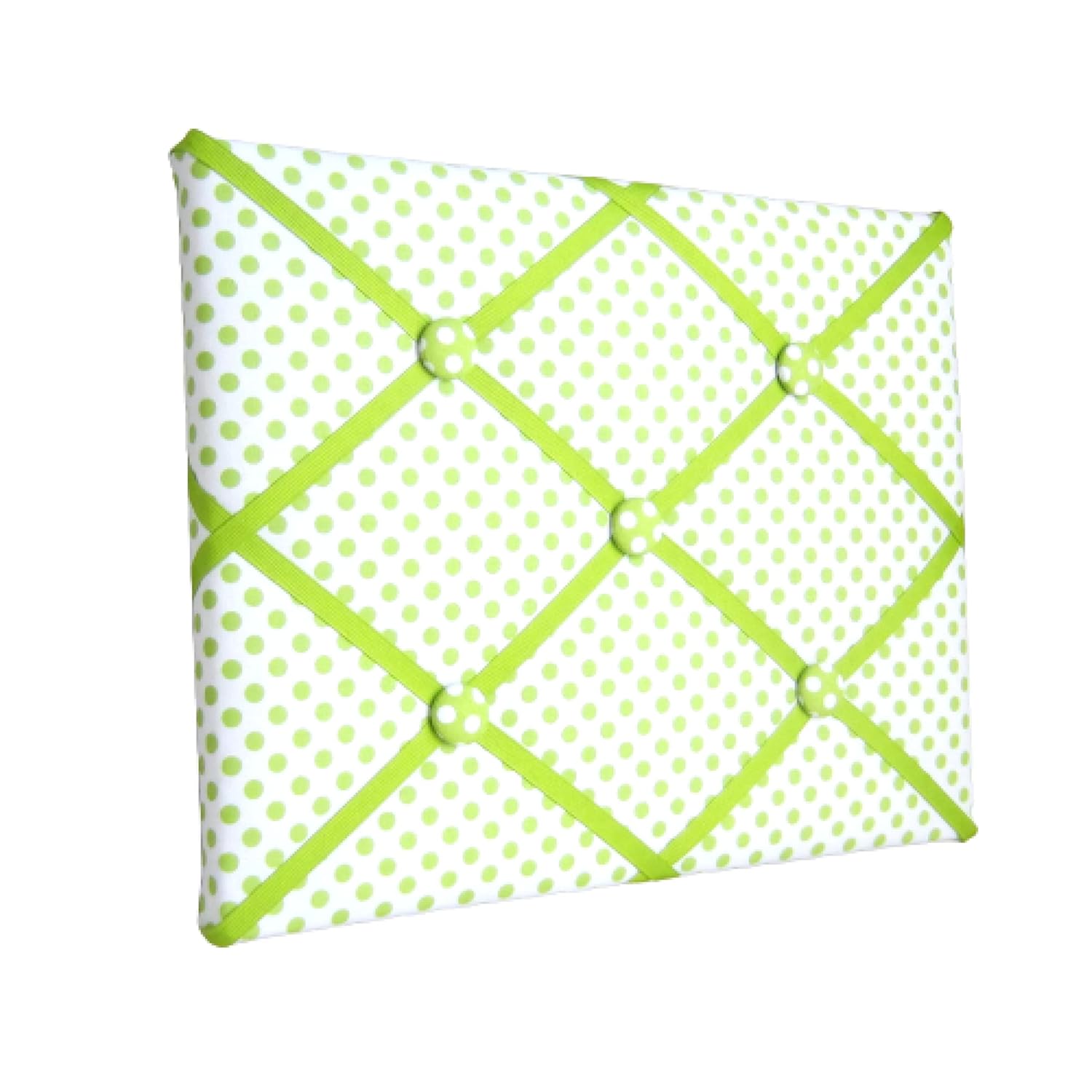 11x14 White and Lime Green Polka Dot Memory Board Bow Board