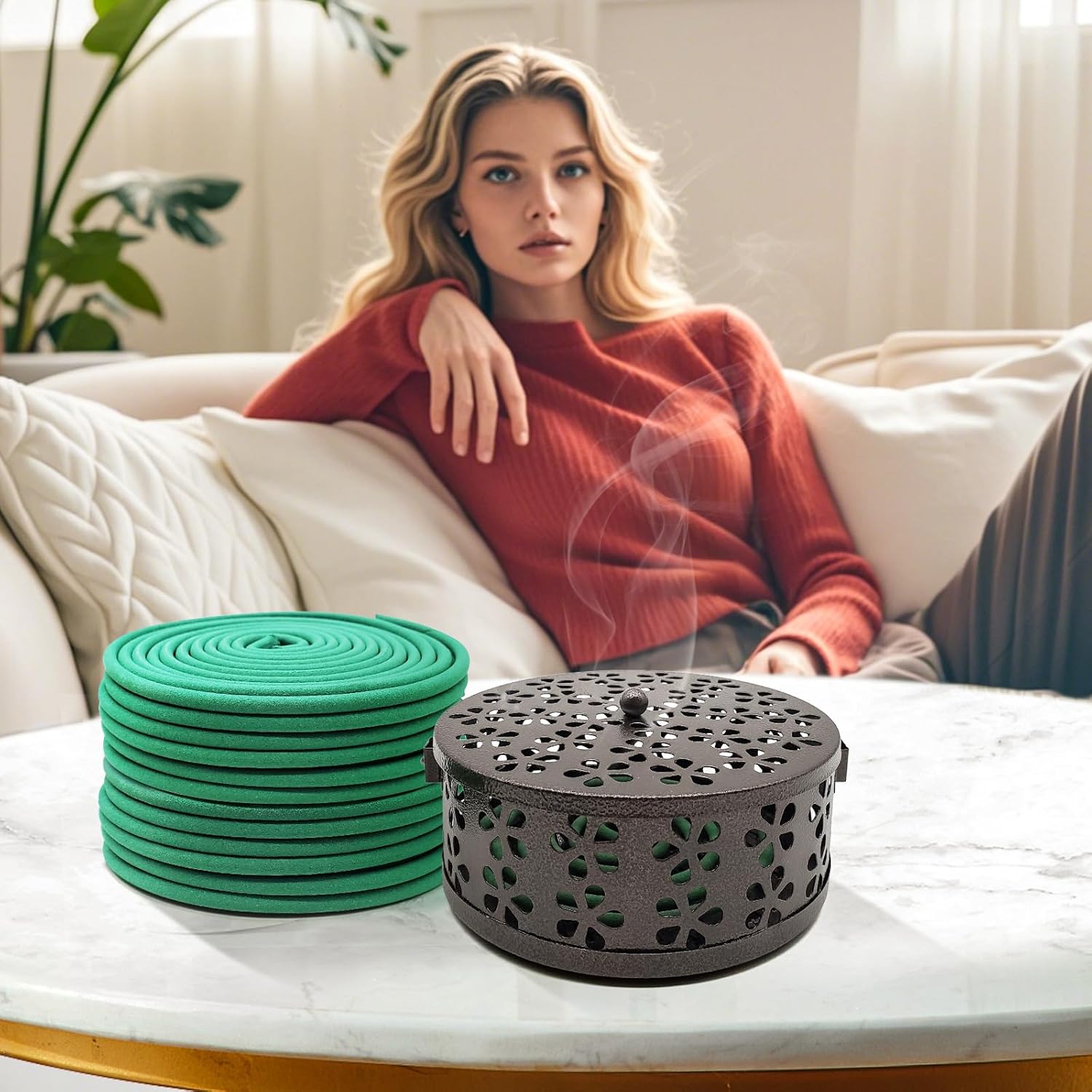 GVOPGIDES Large Citronella Incense Coils and Holder