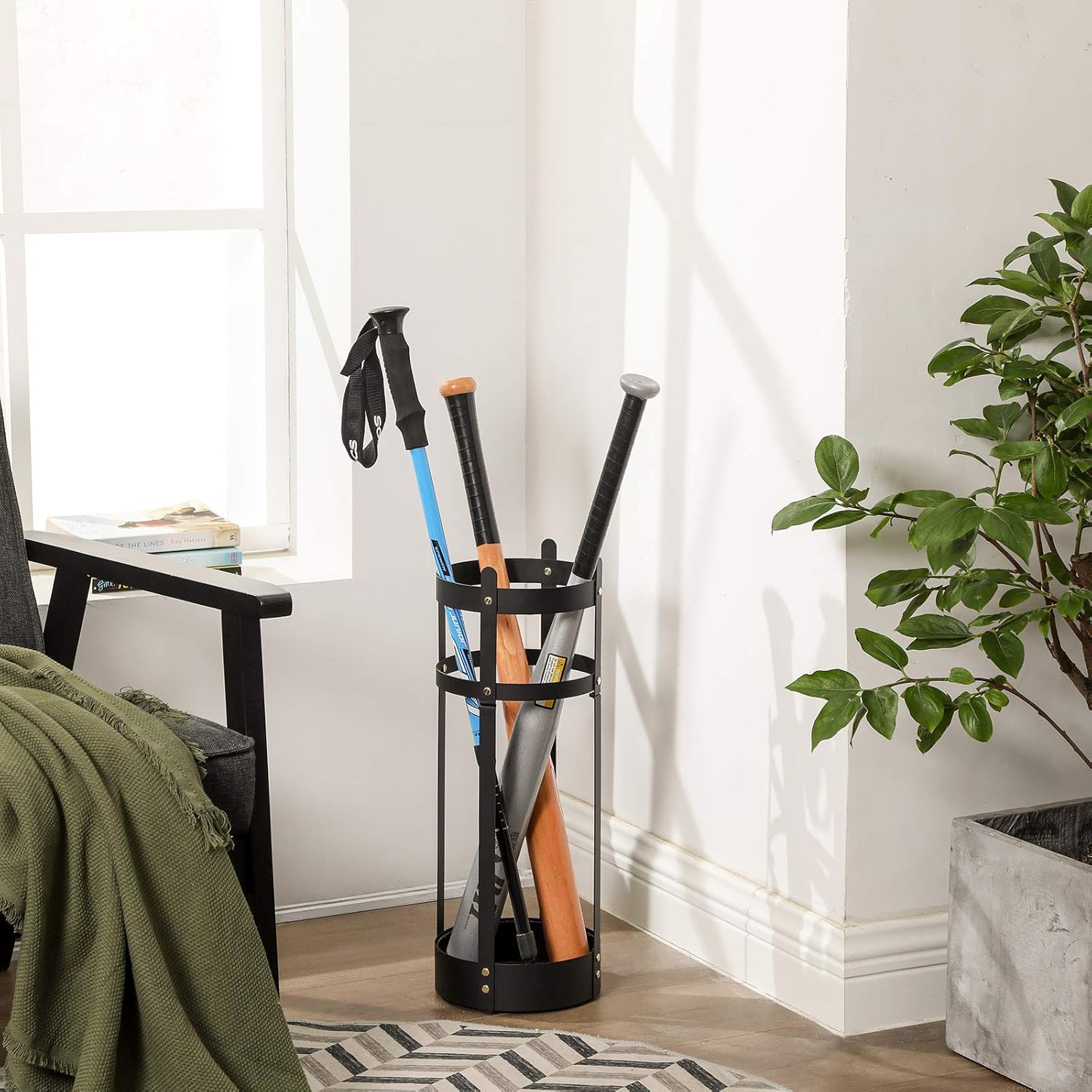 SONGMICS Steel Round Umbrella Stand with Drip Tray