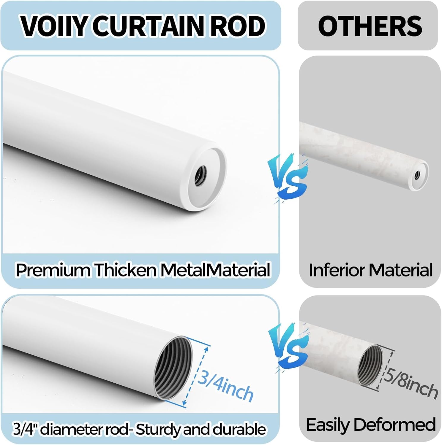 VOIIY 36-72 Inch Curtain Rods with Twisted Cage Finials