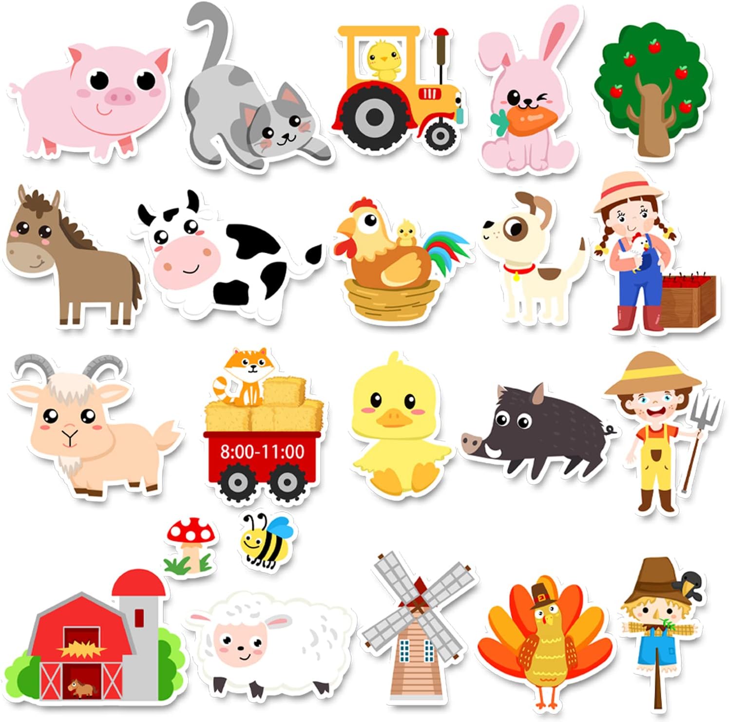 Farm Animal Gel Clings Sticker Set for Kids