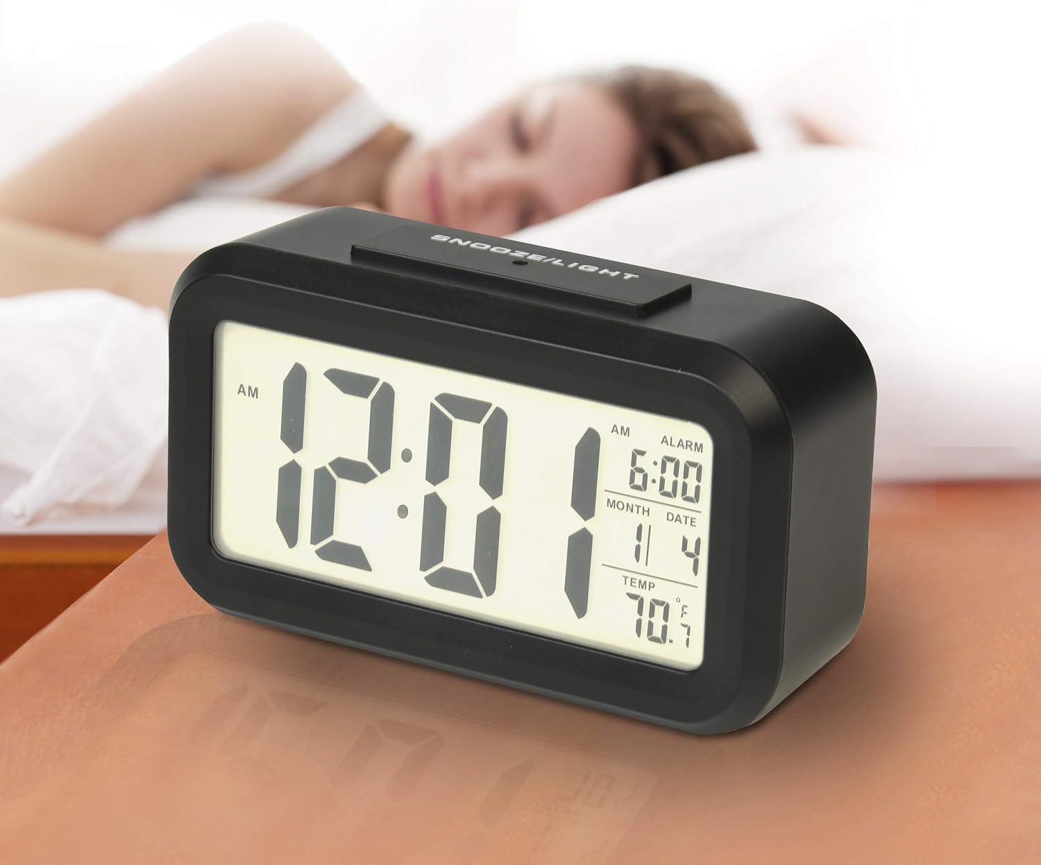 RCA Portable Alarm Clock with Auto Night Light