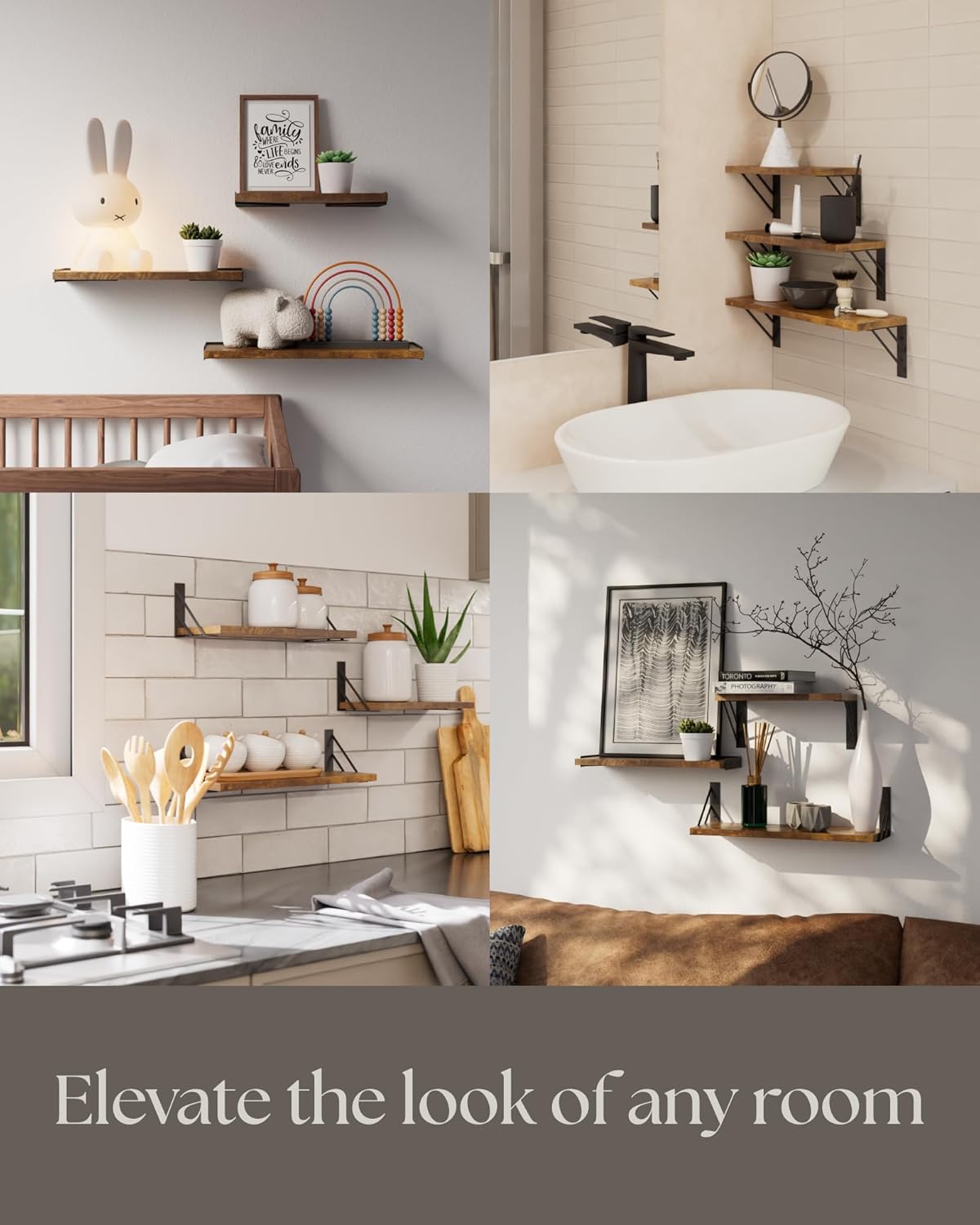 BAYKA Corner Floating Wall Shelves Set of 3