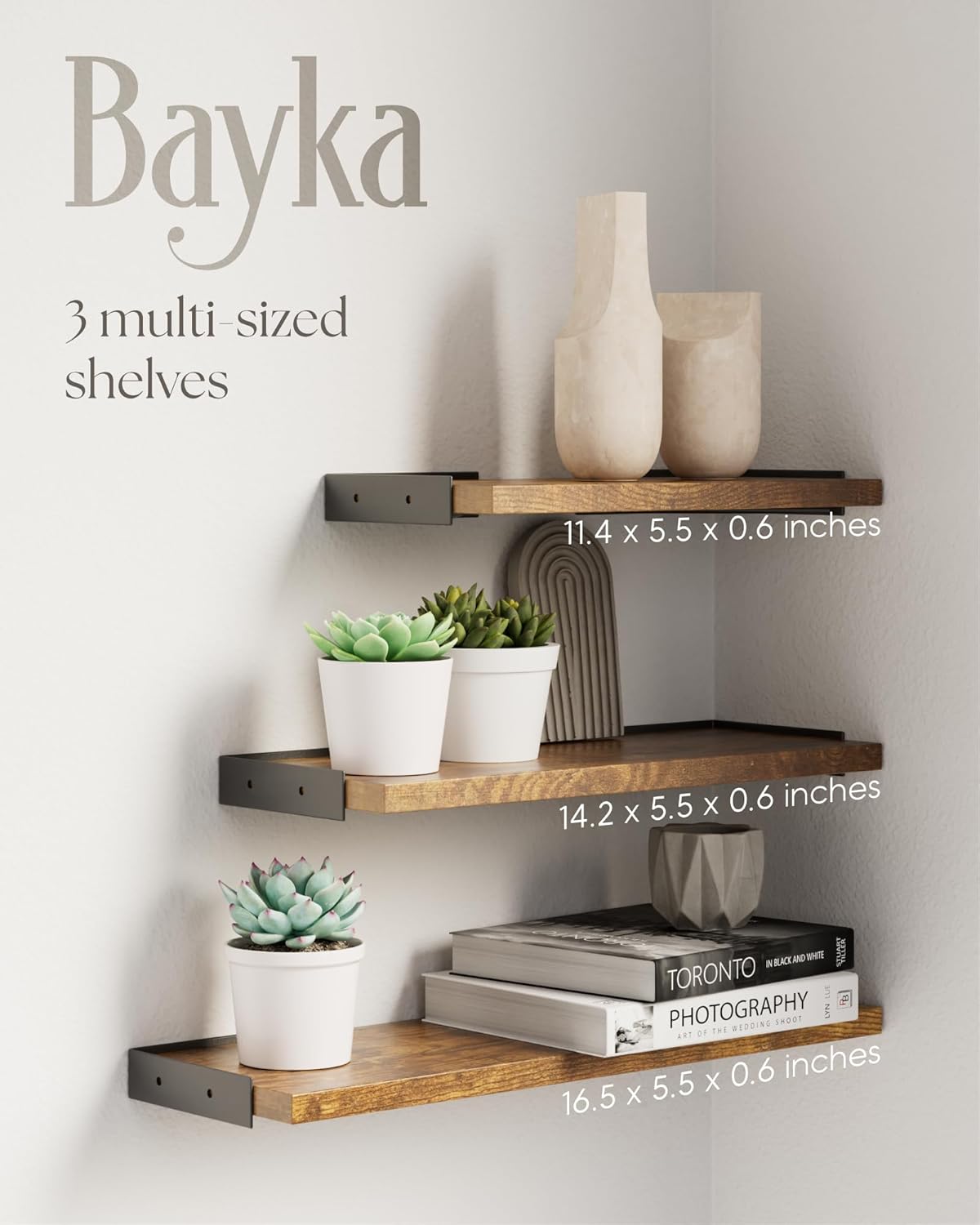 BAYKA Corner Floating Wall Shelves Set of 3