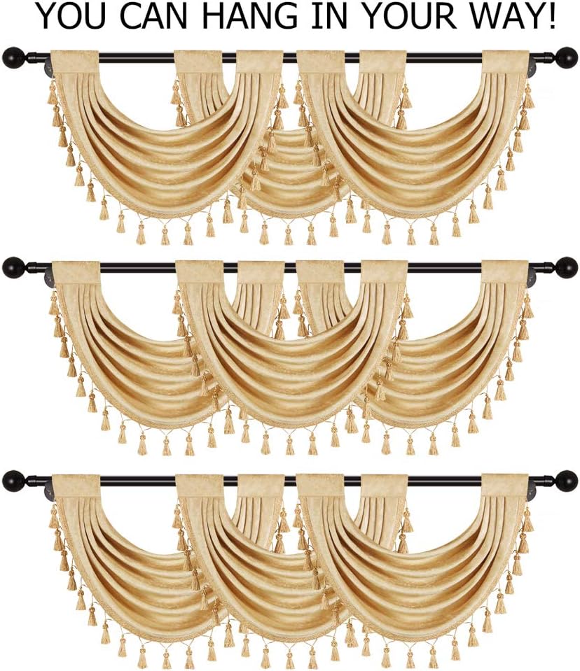 ELKCA Thick Chenille Valances Set of 2 for Living Room and Kitchen