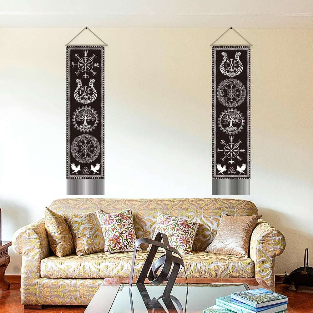 AHANDMAKER 2pcs Viking Symbol Tapestry Wall Hanging