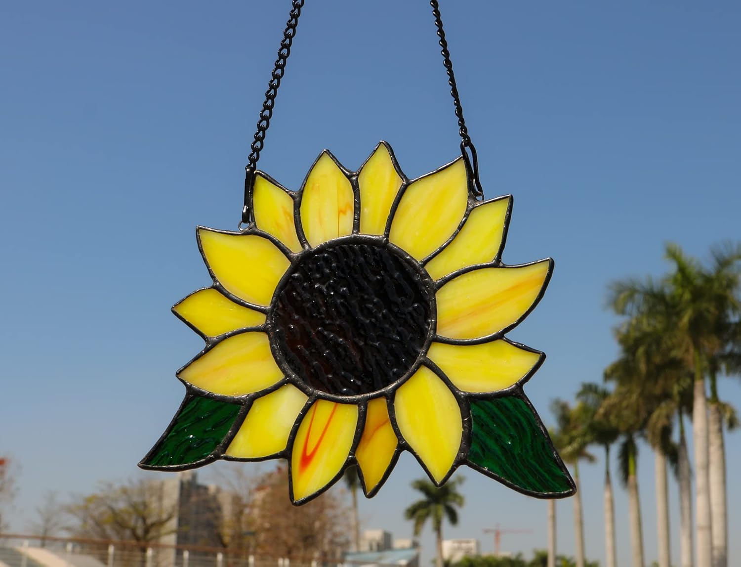 Stained Glass Sunflower Window Hanging Decor