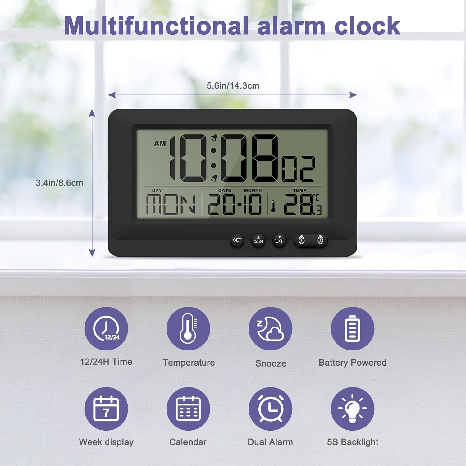 OQIMAX Travel Alarm Clock With 5s Backlight