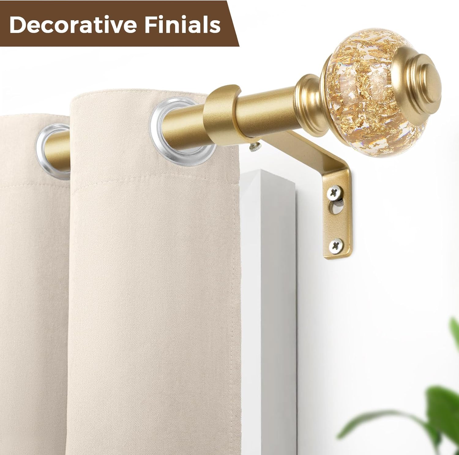 USFOOK 78 Inch Gold Curtain Rod 32-86 Inches