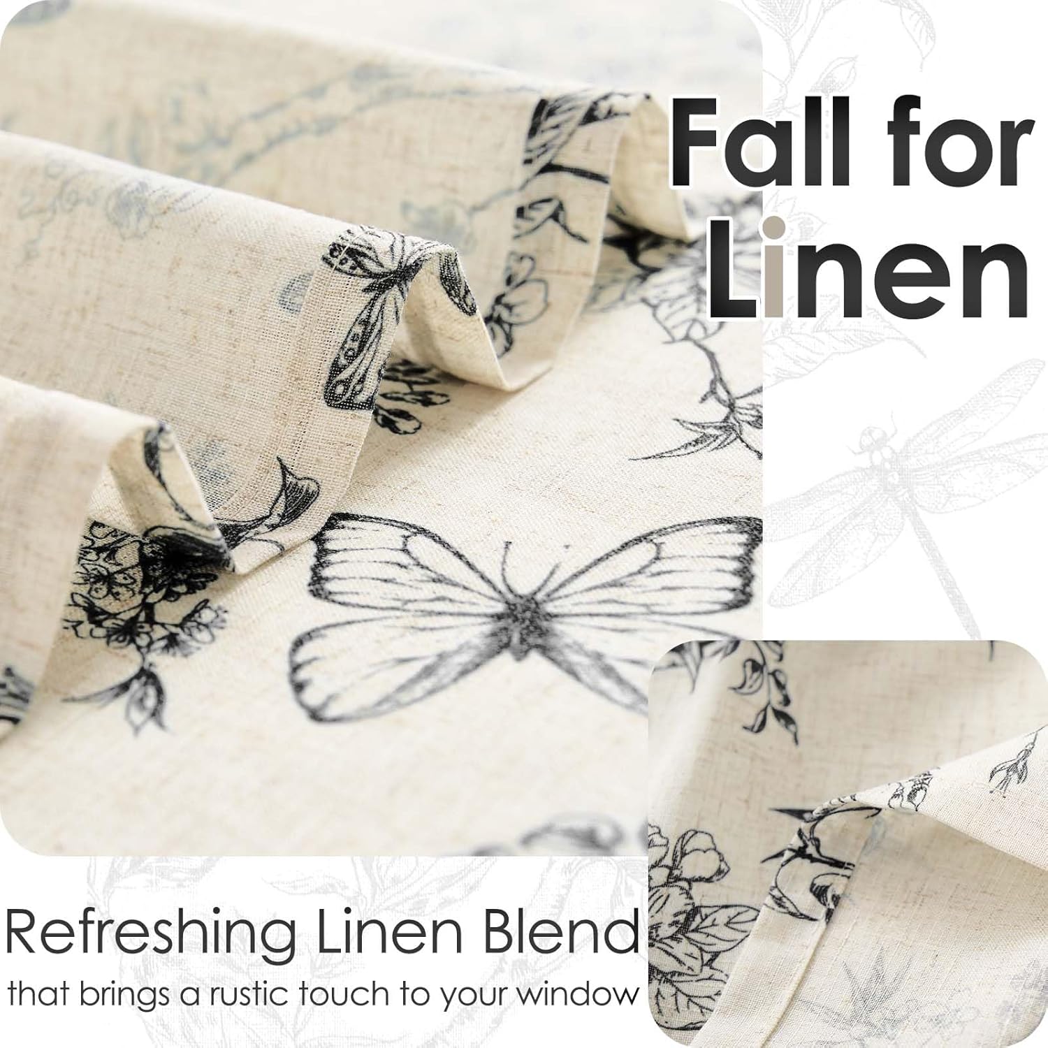 Lazzzy Floral Linen Valance for Kitchen Window