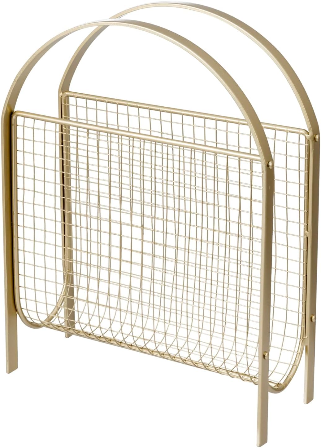MyGift Mid Century Magazine Rack with Brass Mesh Finish