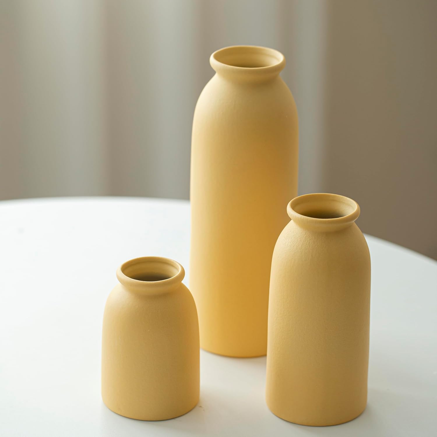 TINCTOTNIC Ceramic Vase Set 3 Distressed Yellow