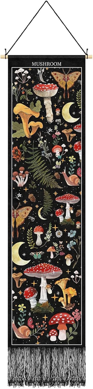 Tegeme Vintage Mushroom Wall Tapestry 52x13 Inch