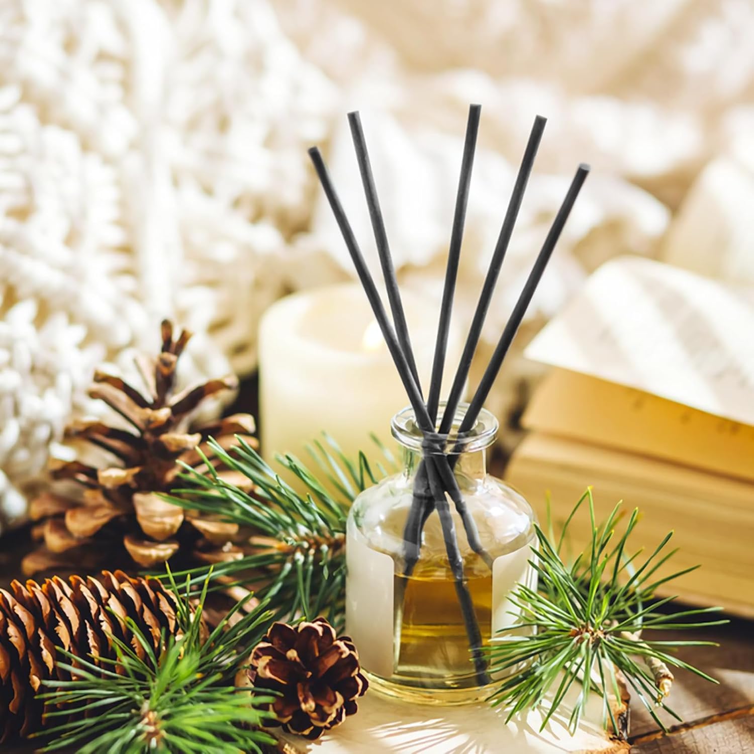 120 Pcs Black Reed Diffuser Sticks for Home Office Spa
