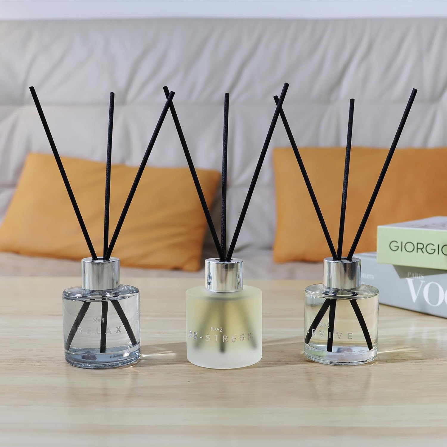 DIUFJAG 3 Pack Reed Diffuser Set with 12 Sticks 50ML Lavender Jasmine Lemongrass