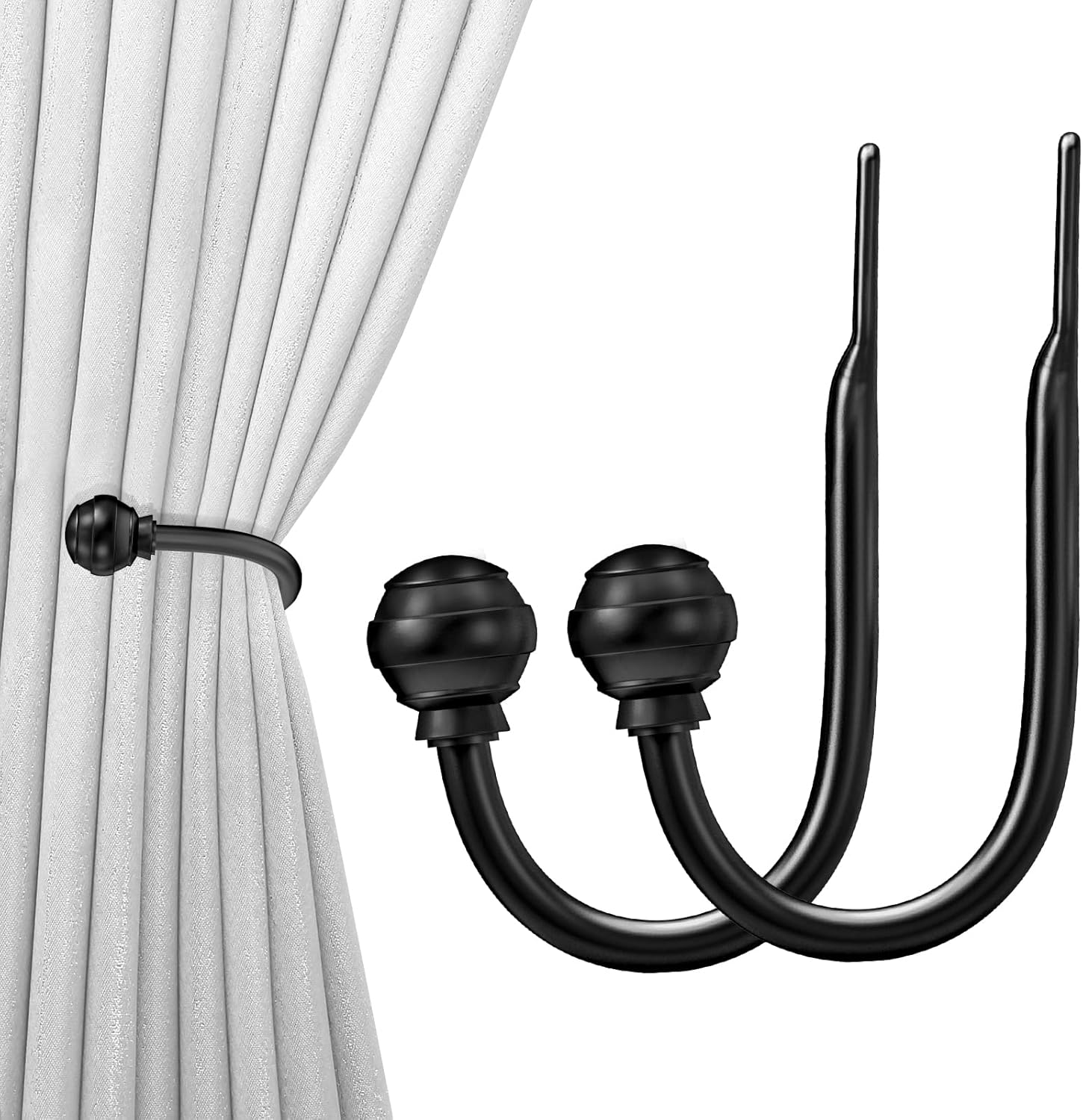 Hion Curtain Holdbacks Black 2pcs for Drapes