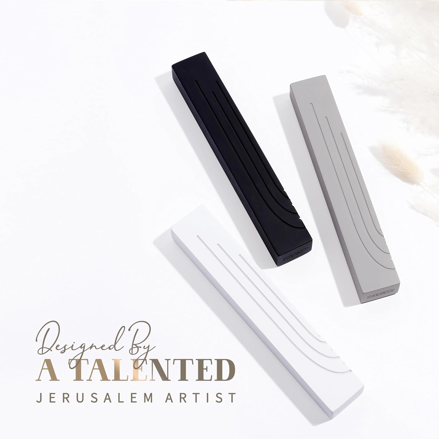 SURI Modern Concrete Mezuzah with Scroll and Shin