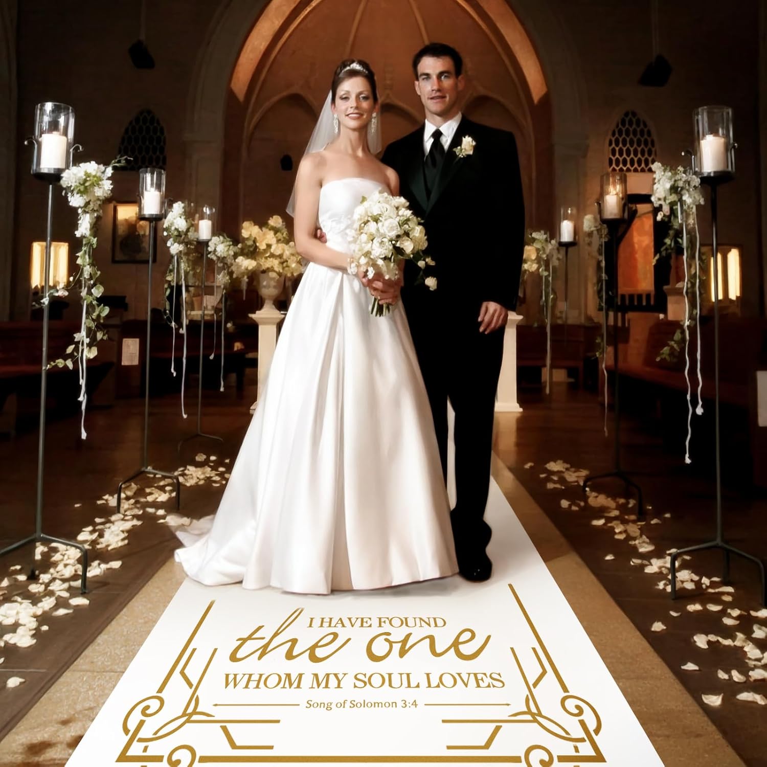FrenzyBird Aisle Runner 3x50ft Wedding Carpet White Gold