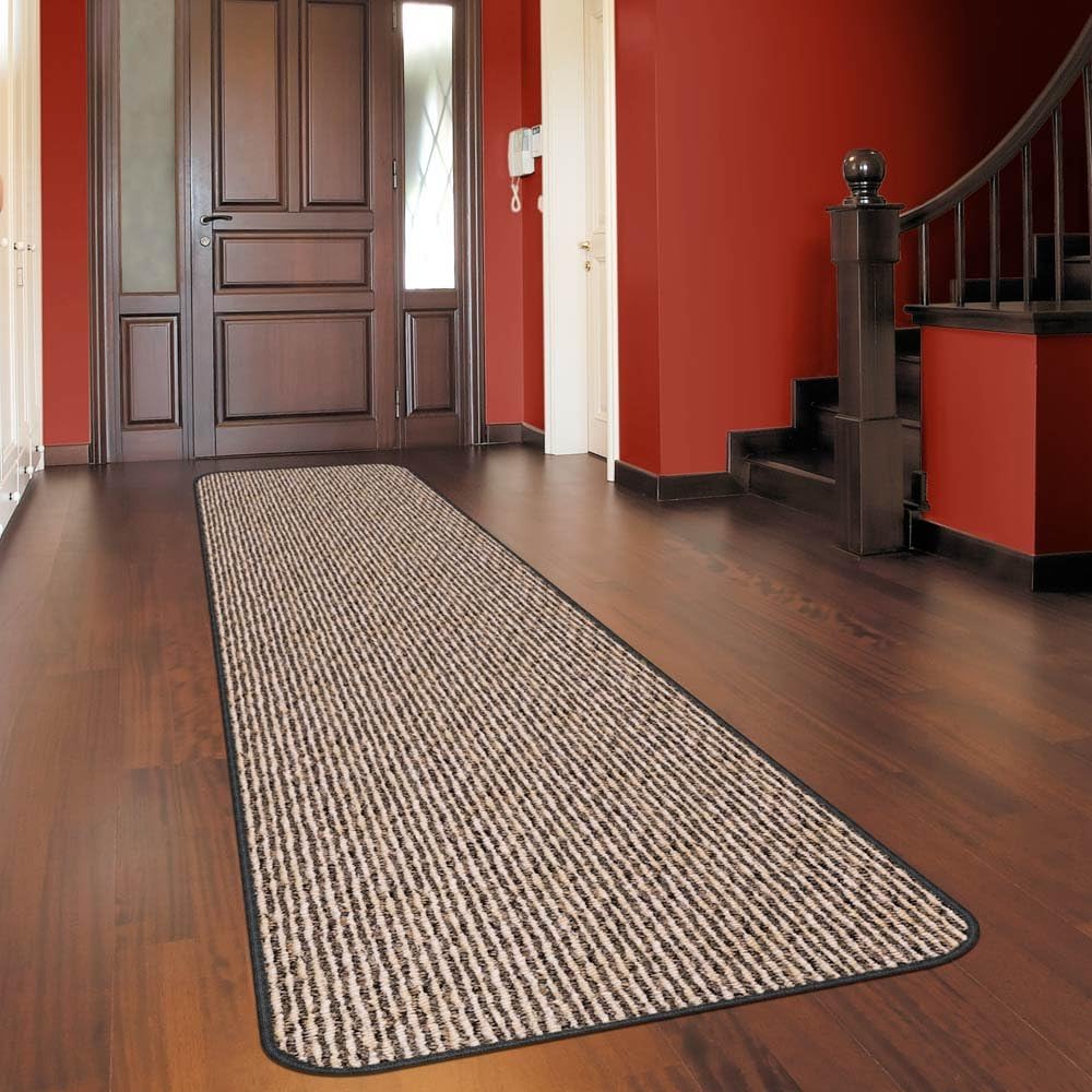 House Home and More Skid-Resistant Carpet Runner Black Ripple 12x27